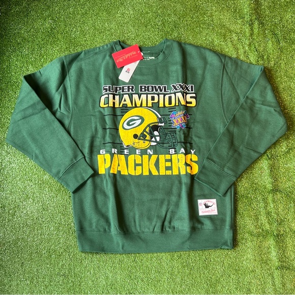 Green Bay Packers Mitchell Ness Super Bowl Crew Sweatshirt Size